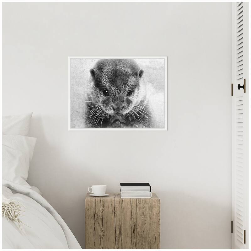Kate and Laurel Sylvie Adorable Cute Otter Prayer Framed Canvas by Simon Te of Tai Prints