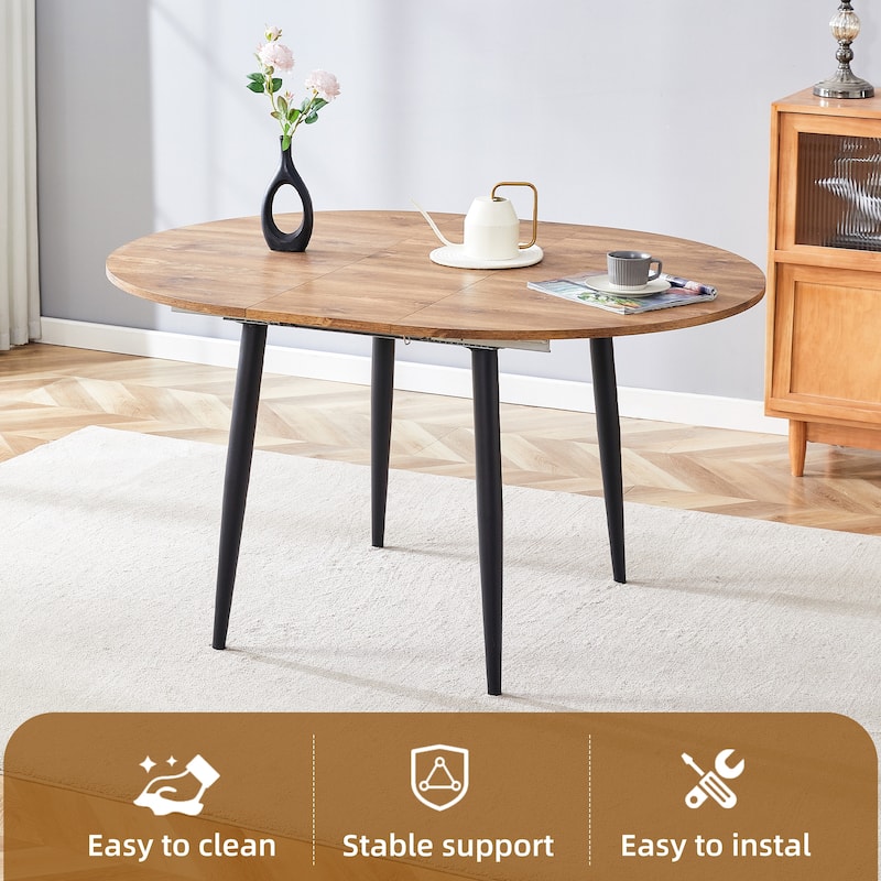 5-Piece Extendable Dining Table Set, Modern MDF Table & 4 High-Resilience Fabric Chairs, Adaptable for Gatherings