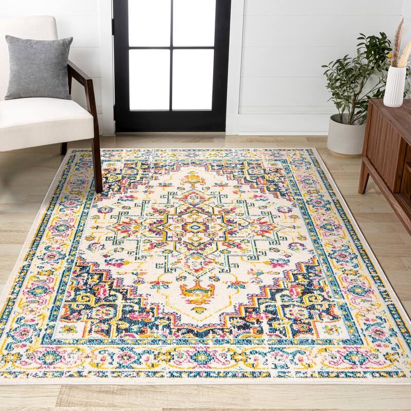 JONATHAN Y Audrey Geometric Medallion Area Rug - 8 X 10 - Beige/Ivory