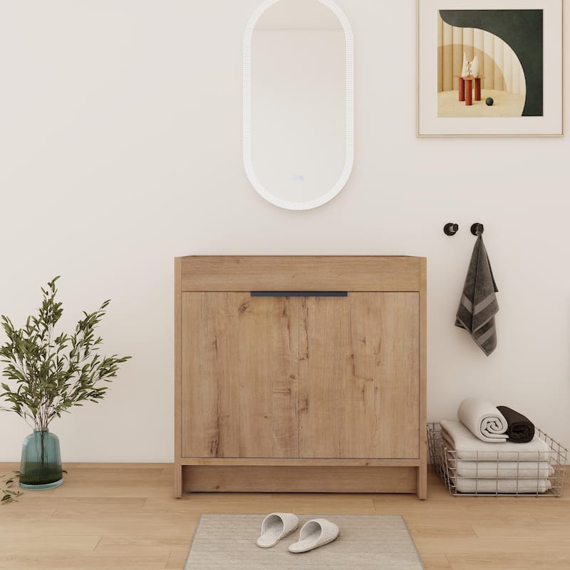 24/30/36 Inch Freestanding Bathroom Vanity Cabinet with Soft Close Door and Adjustable Shelf (Without Sink) - 36''W - Imitative Oak