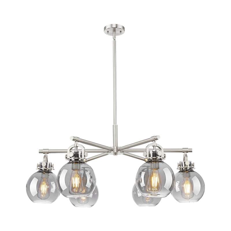 Innovations Lighting Downtown Urban - Newton Sphere - 6 Light 26" Stem Hung Arched-Frame Chandelier