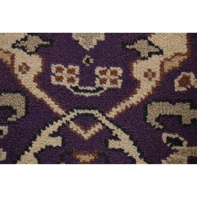 Purple Oushak Oriental Runner Rug Hand-Knotted Wool Carpet - 2'7" x 10'0"