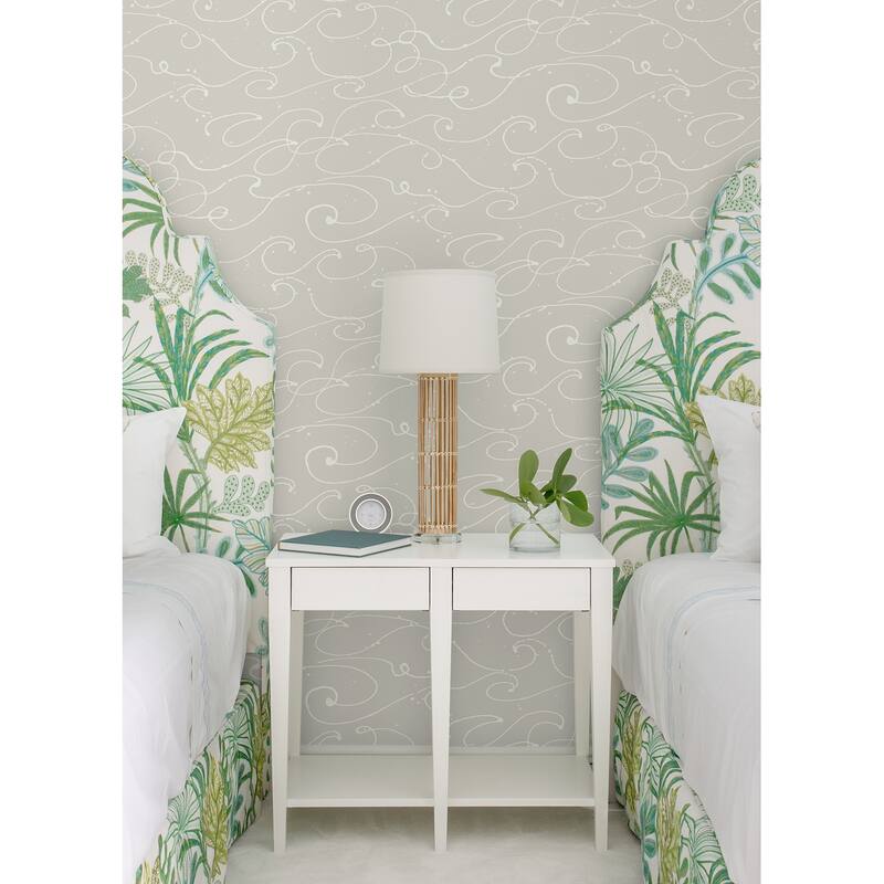 Chesapeake Kuroshio Taupe Ocean Wave Wallpaper