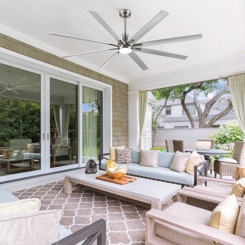 YUHAO Modern 72 inch Outdoor/Indoor Windmill Integarted LED Large Ceiling Fan Lighting with DC Motor,Remote Control