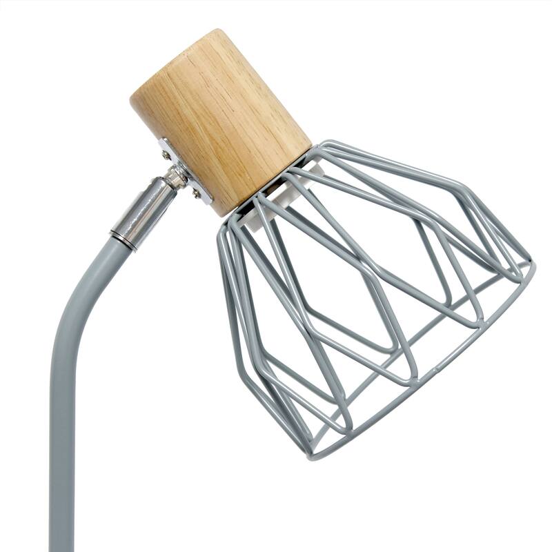 Farmhouse Style Desk Lamp with Wire Cage Shade - 18" - Gray