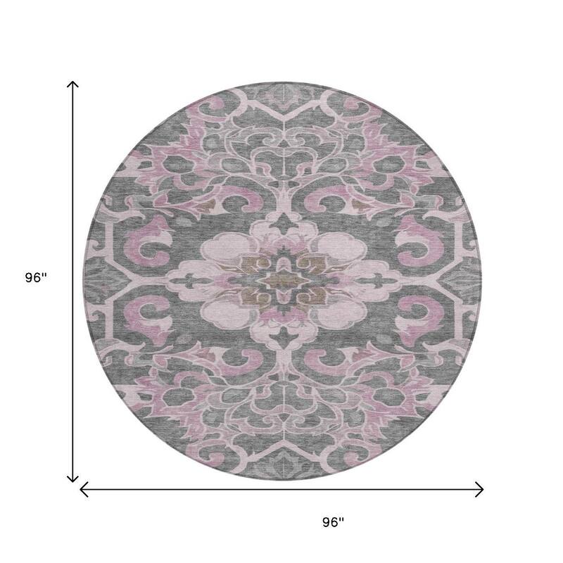 HomeRoots Damask Traditional Rectangle Outdoor Rug