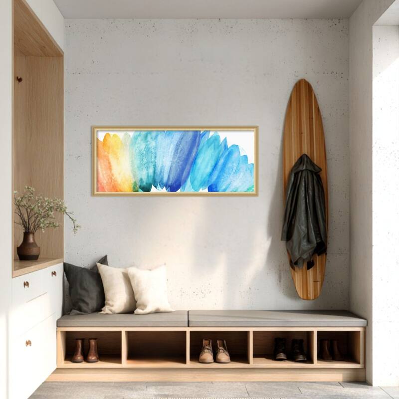 Amanti Art Framed Fabric Pinboard Burst of Rainbow by Eva Watts Printed Bulletin Board - Board Size 40 x 16