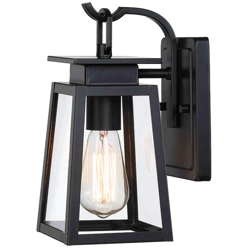 1-Light Exterior Wall Light with Clear Glass - Matte Black