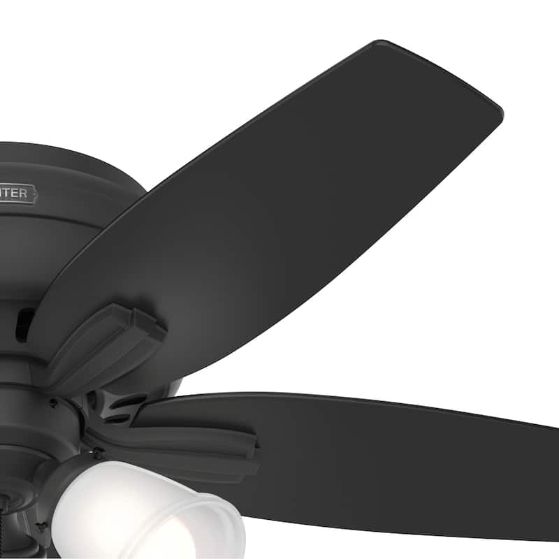 Hunter 42" Newsome Flush Mount Ceiling Fan w/ 3-Light LED Light Kit and Pull Chain - Transitional, Casual - Low Profile!