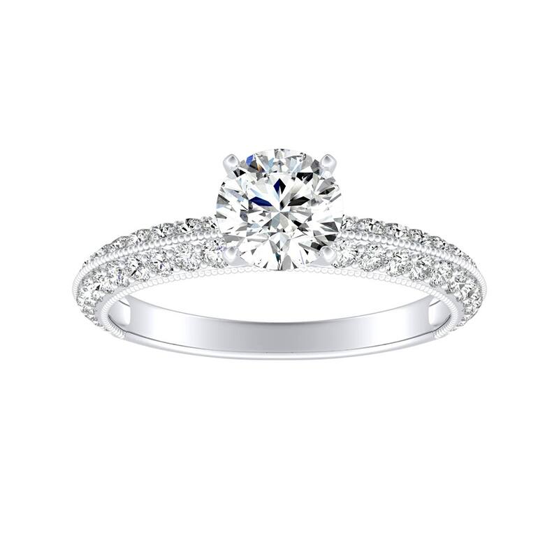 Auriya 14k Gold Vintage Milgrain 9/10ctw Round Diamond Engagement Ring (G-H, VS1-VS2) - 8 - White