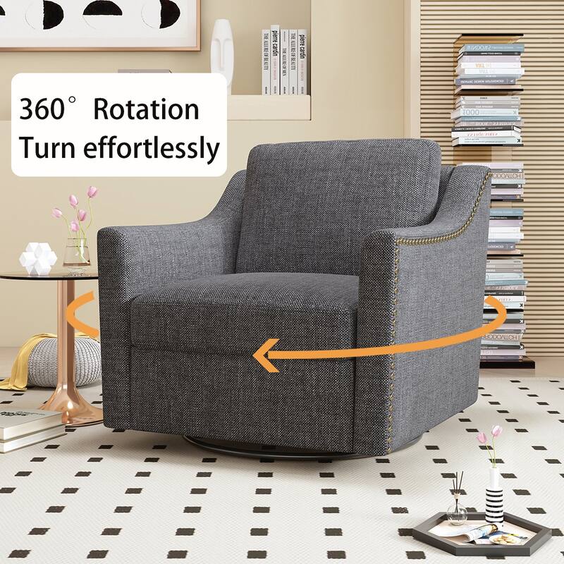 360 Degree Swivel Linen Armchair