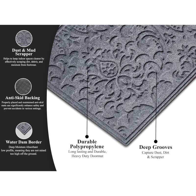 A1HC New All Weather Superior Dirt and Moisture Absorbing Polypropylene Door Mat with Non-Slip Backing for Inside Outside Use
