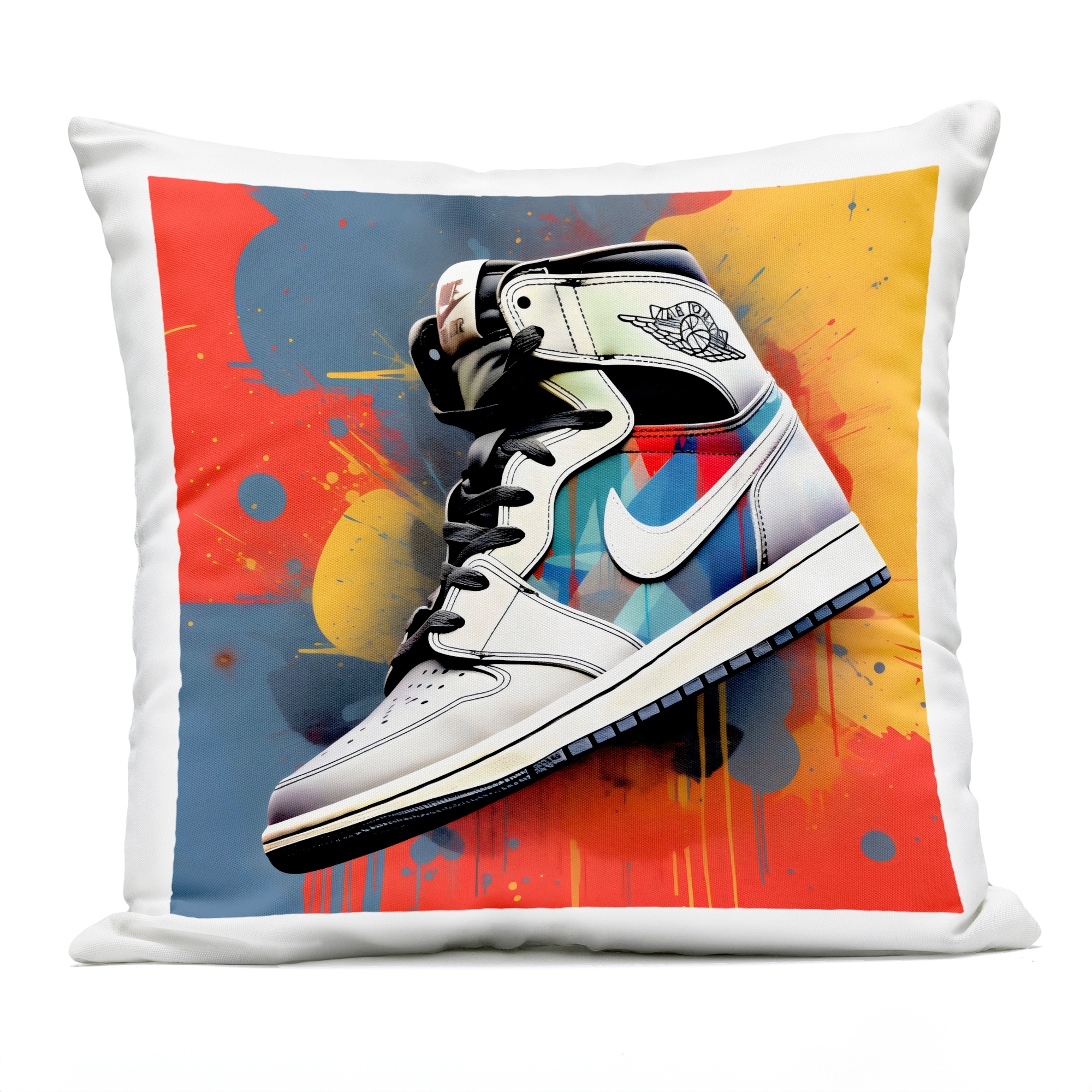 Stupell Shoe With Colorblock Background Printed Outdoor Throw Pillow Design by Creative Studio
