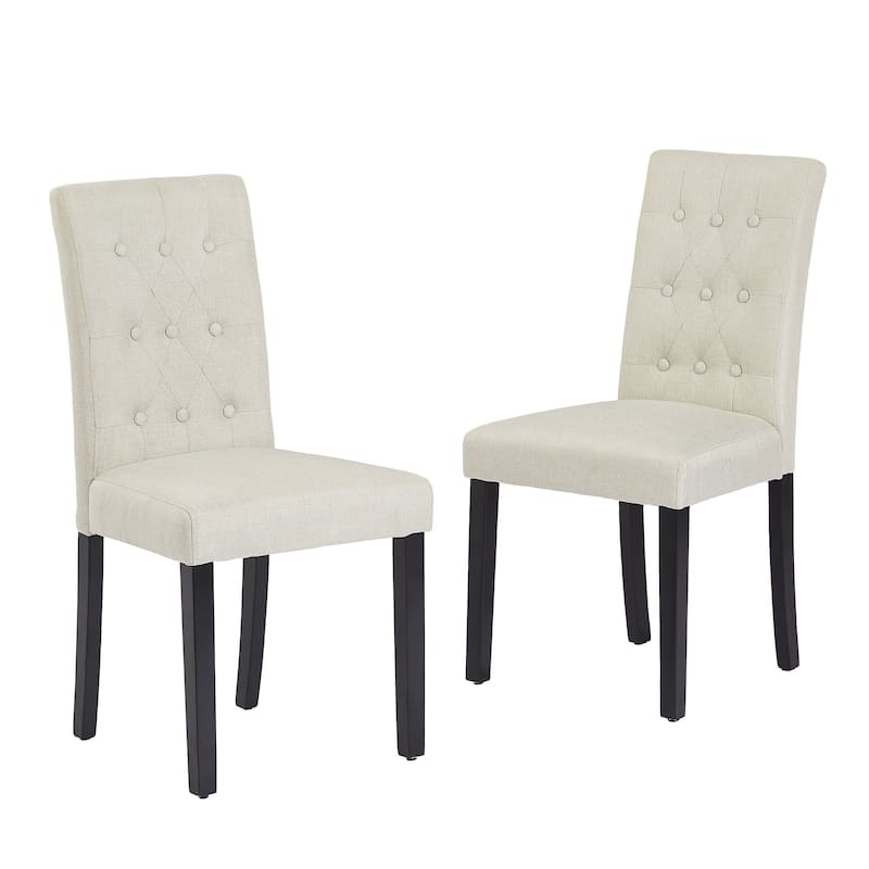 Tufted Dining Room Chairs Set of 2, Parsons Diner Chairs Upholstered Side Kitchen Chairs with Solid Wood Legs and Padded Seat