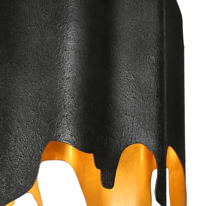 Modern 4-Light Drum Black Gold Chandelier for Dining Room Bedroom - 18.9" Dia. x 12.6" H