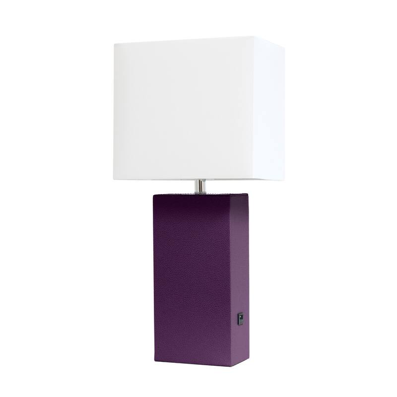 21 in. Eggplant Finish Table Lamp with White Shade, Sturdy Table Lamp for Living Rooms and Bedrooms