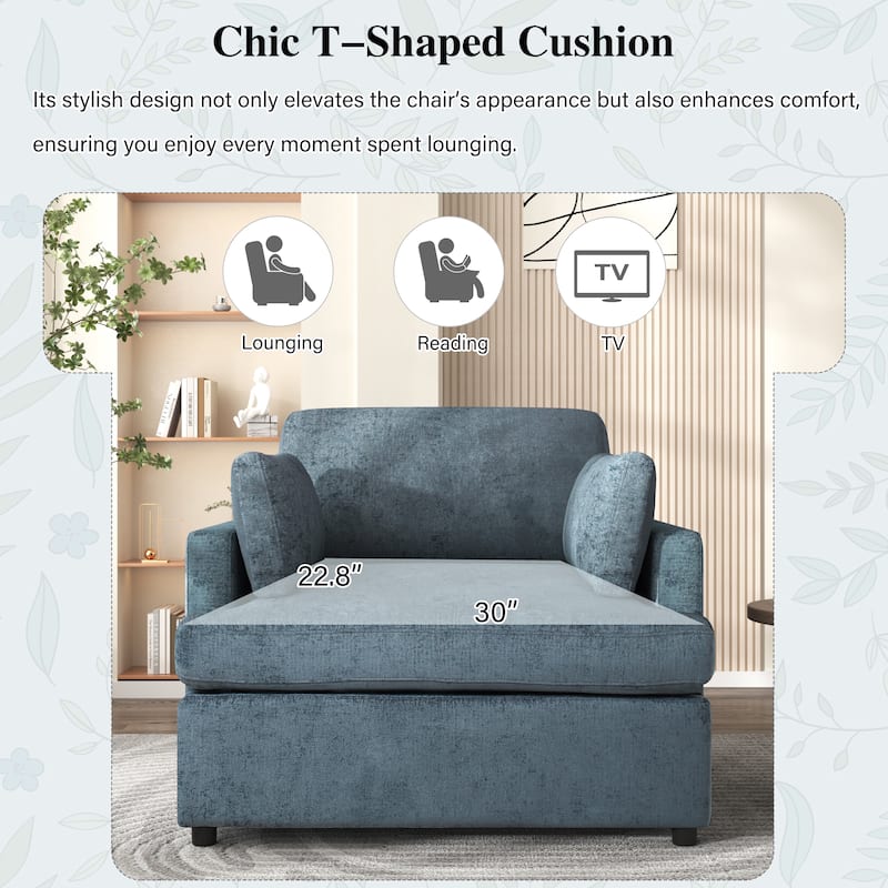 Upholstered Velvet Accent Chair with Pillow, Modern Single Sofa Chair for Living Room, Bedroom, Lounge, Reading Nook
