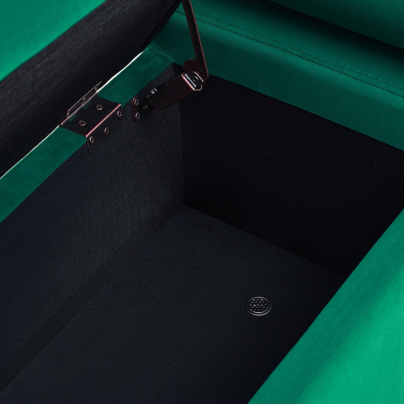 Linen Upholstered Storage Bench with Cylindrical Arms and Iron Legs