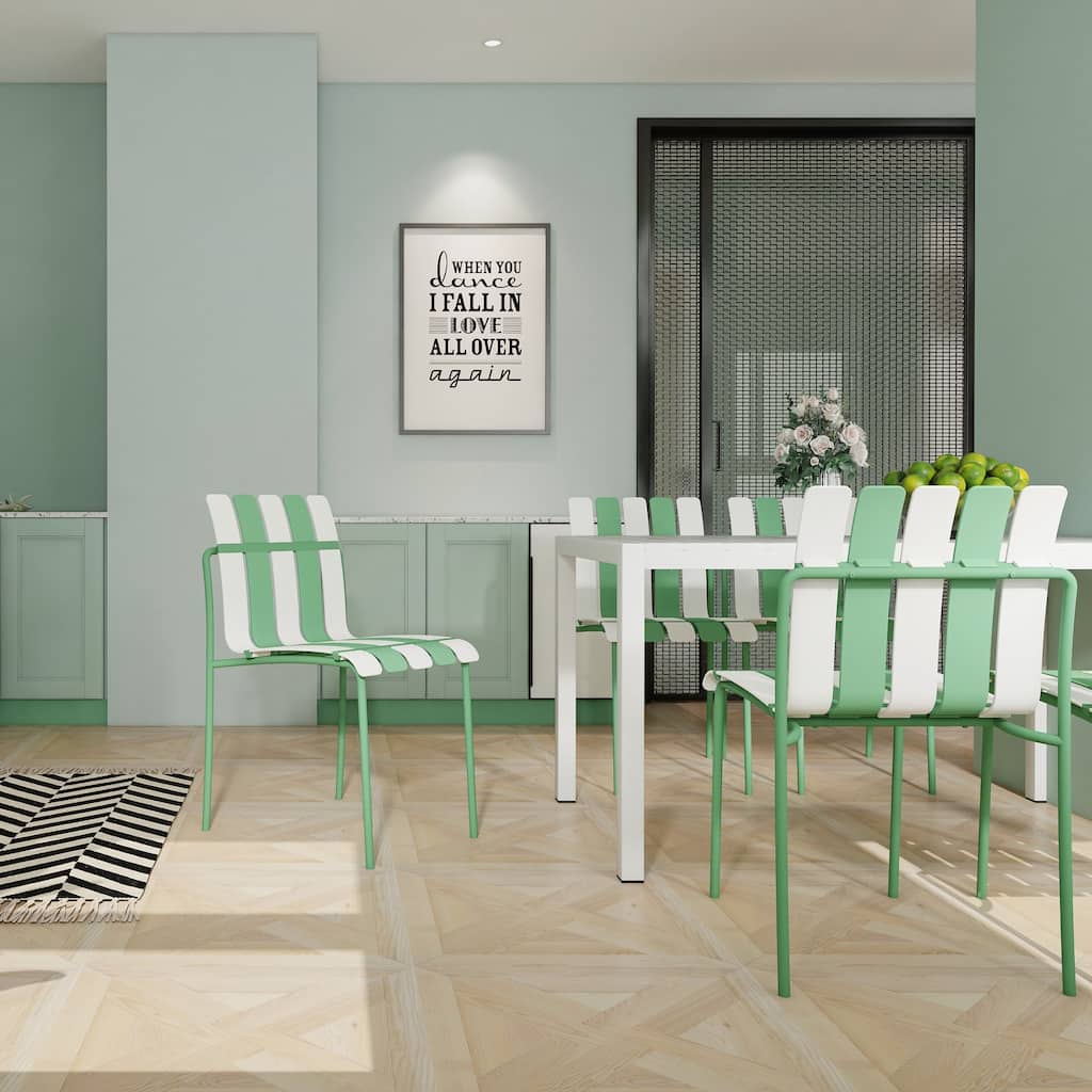 4-Pack Modern Striped Color Block Chairs