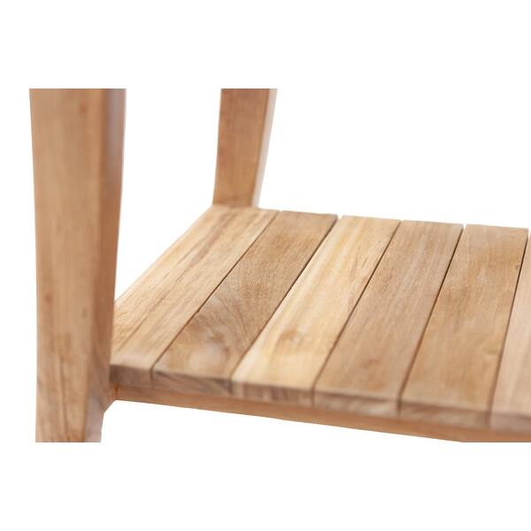 Shop Black Friday Deals On Nordic Style Solid Teak Asian Style Bench With Shelf Beige Overstock 31905847