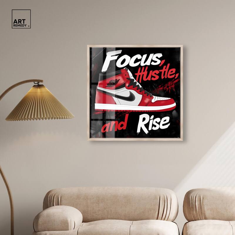 Hustle and Rise Sneaker Red Shadowbox by Art Remedy
