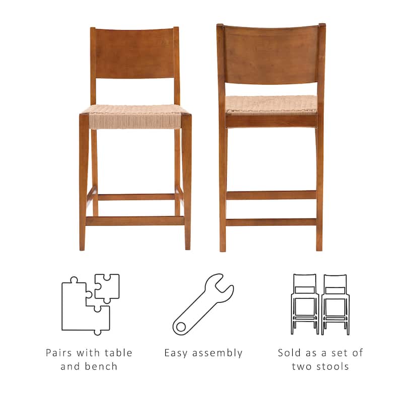 Caelan Seagrass 24-Inch Counter Stool (Set of 2)