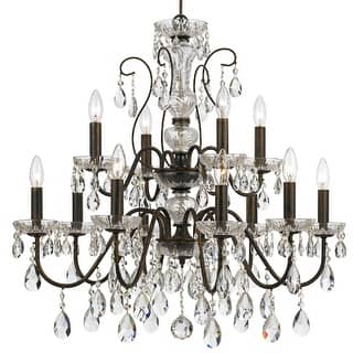 Butler 12 Light Clear Crystal English Bronze Chandelier - 29'' W x 29'' H