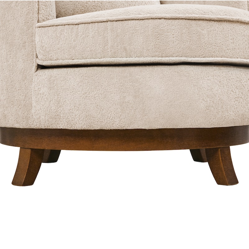 Comfortable Upholstered Swivel Chair with Soft Chenille and Wood Base