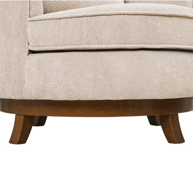 Set of 2 Comfortable Upholstered Swivel Chair with Soft Chenille and Wood Base