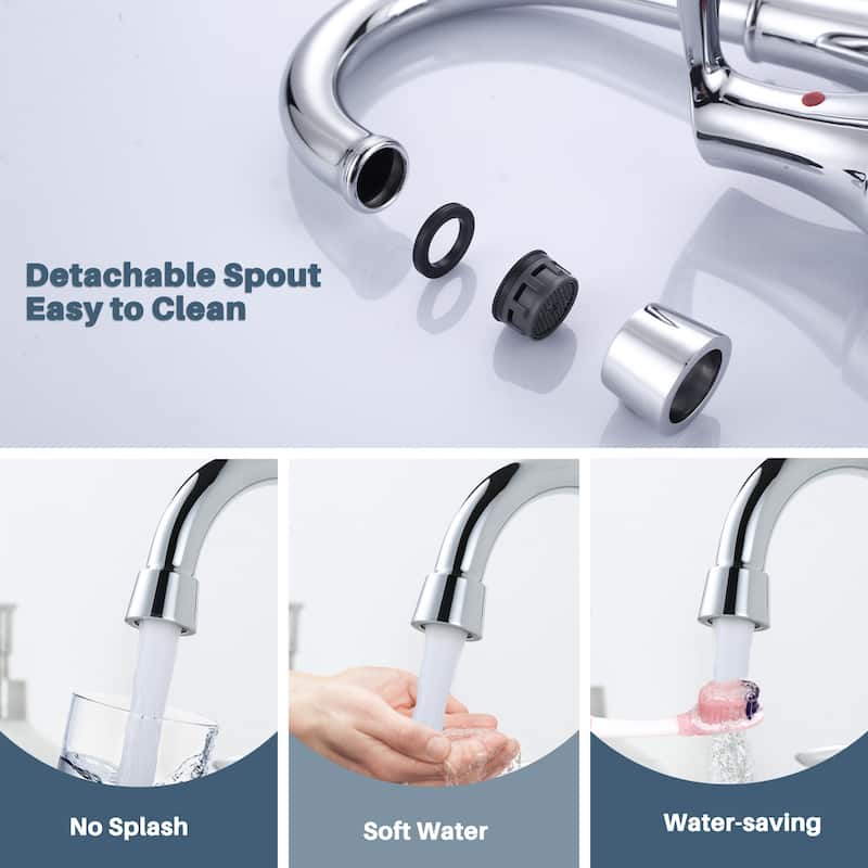 WOWOW 4 in. Centerset Double Handle High Arc Bathroom Faucet