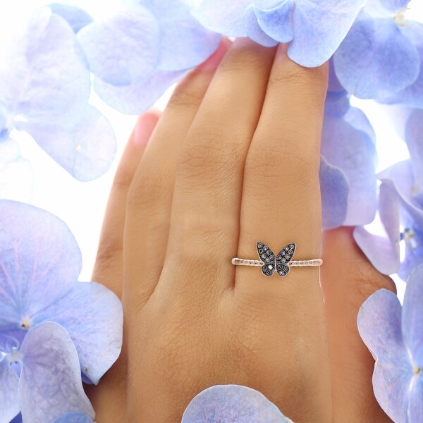 Prism Jewel 0.14Ct Round Natural Brown Color Diamond Butterfly Ring