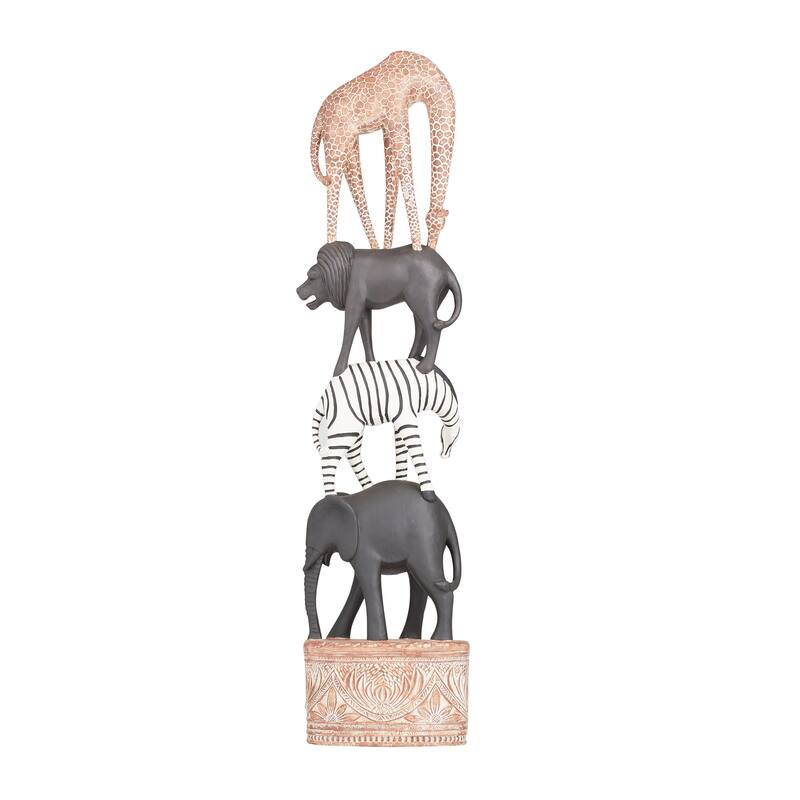 Multi Colored Polystone Safari Animals Sculpture