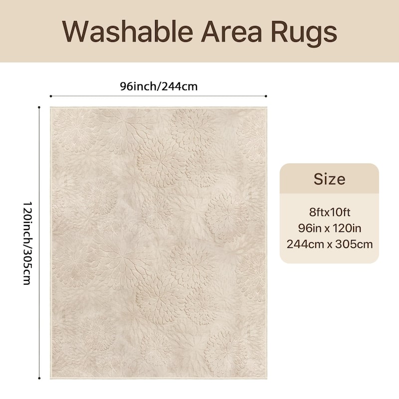 Mcow High-Low Textured Plush Washable Non-Slip Area Rug