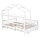 preview thumbnail 15 of 33, Wood Slat Support Roof House Bed Frame with Pull-out Trundle Bed, Side 2 Shelves Storage Platform Bed, Kids Panel Bed