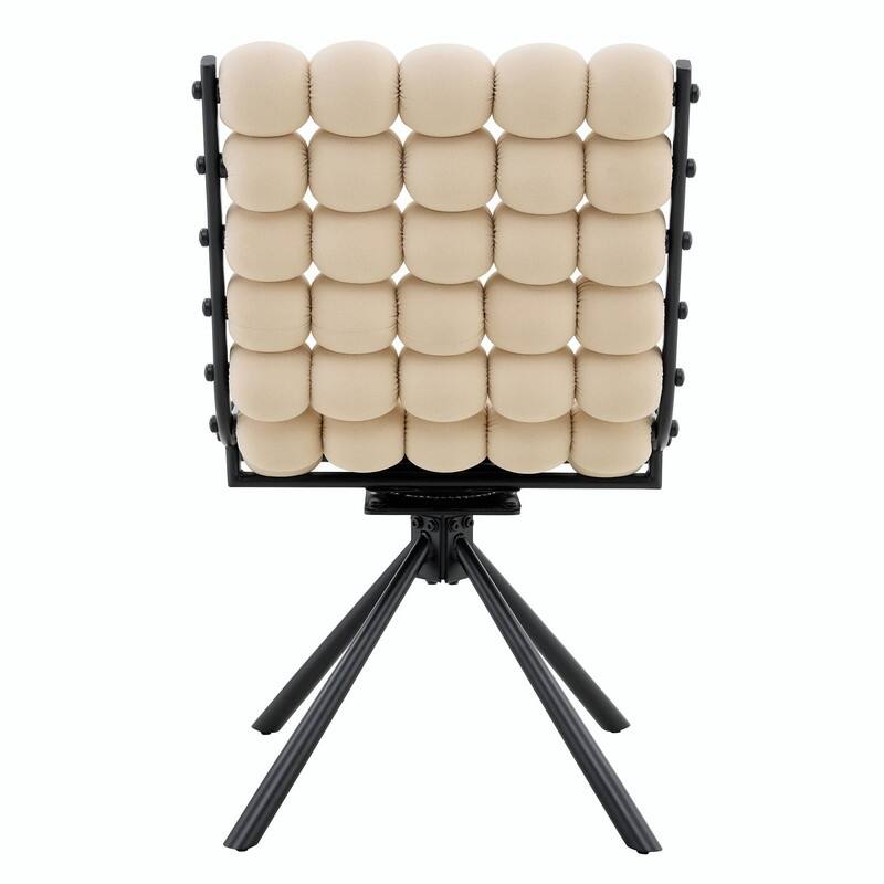 Set of 2 Puffy Bubble Velvet Dining Chairs with Ball Chain Detail