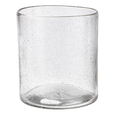 Headlands Hurricane Vase Clear Glass with White Wave Pillar Candle Holder Small Size, 8.0L x 8.0W x 8.6H inches