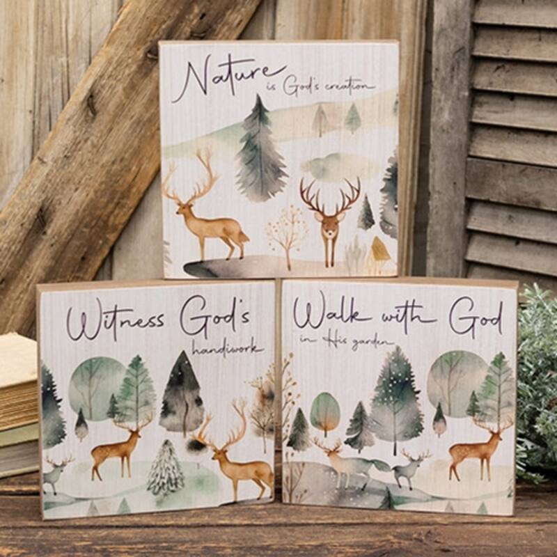 Woodland Faith Box Sign - 3 Asstd. - Multi