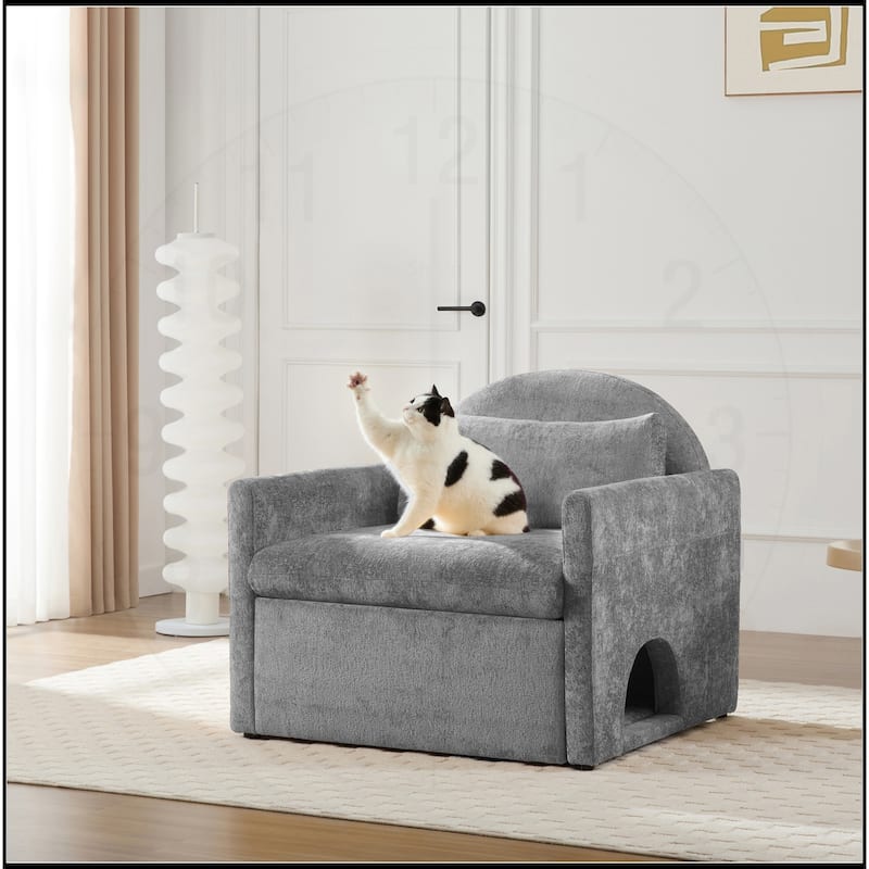 Chenille Oversized Armchair Accent Chair - Grey