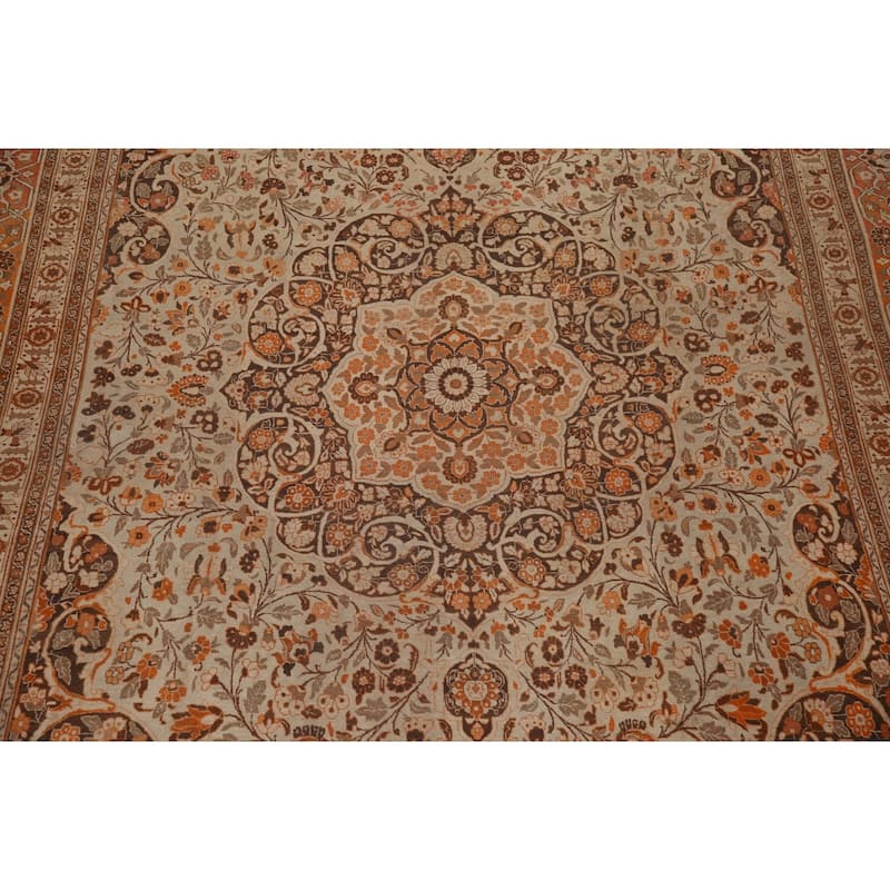 Antique Tabriz Haj Jalili Persian Rug Handmade Floral Wool Carpet - 13'5" x 18'9"