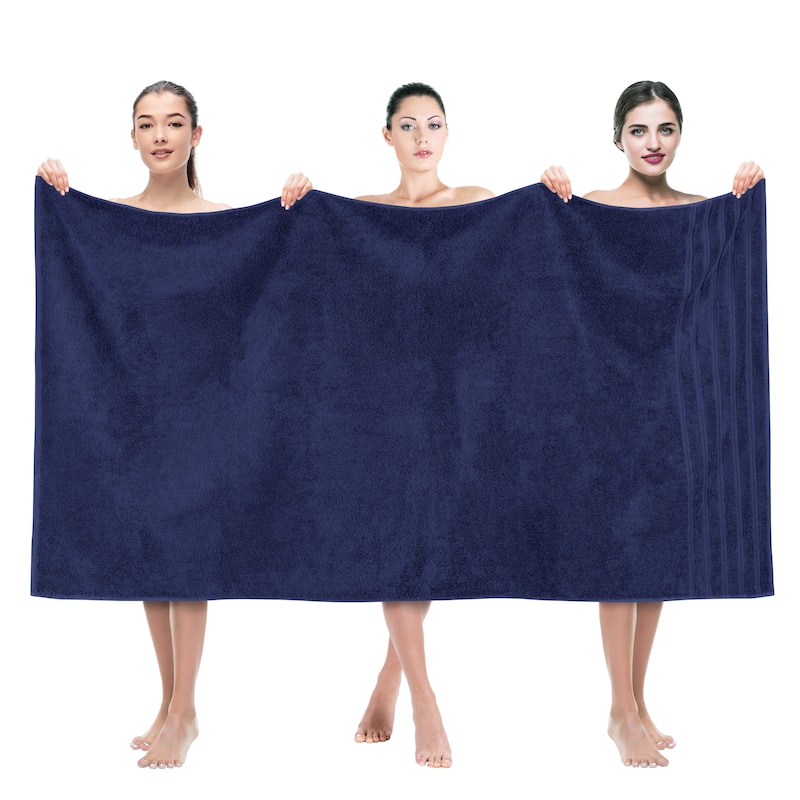 American Soft Linen 100% Cotton Large Jumbo Bath Towel 35x70 Premium & Luxury Towels - Navy Blue