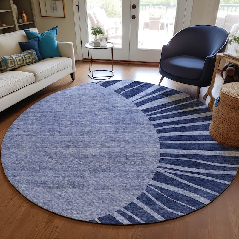 Machine Washable Indoor/ Outdoor ChantilleSunburst Modern Rug