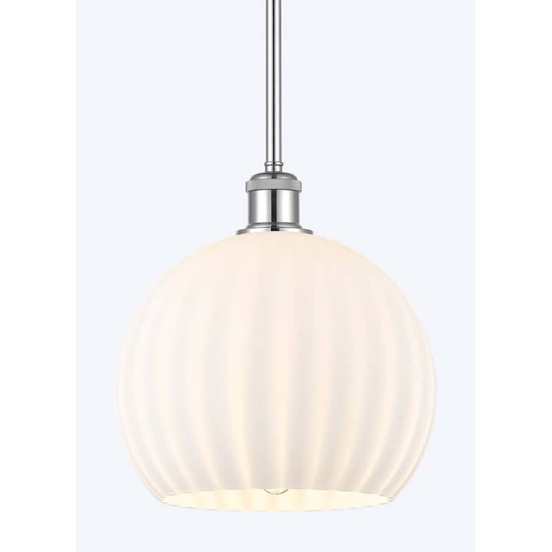 Innovations Lighting 516-1S-12-10 White Venetian Pendant White - Polished Chrome / White Venetian