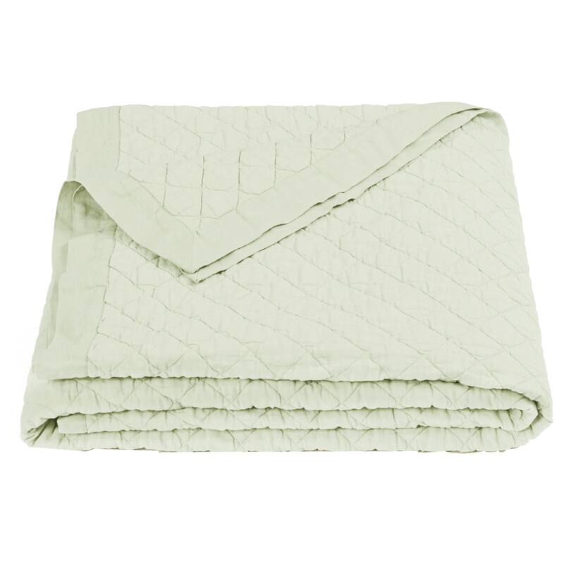 HiEnd Accents Diamond Pattern Linen Cotton Quilt, 1PC - Sea Foam - Queen