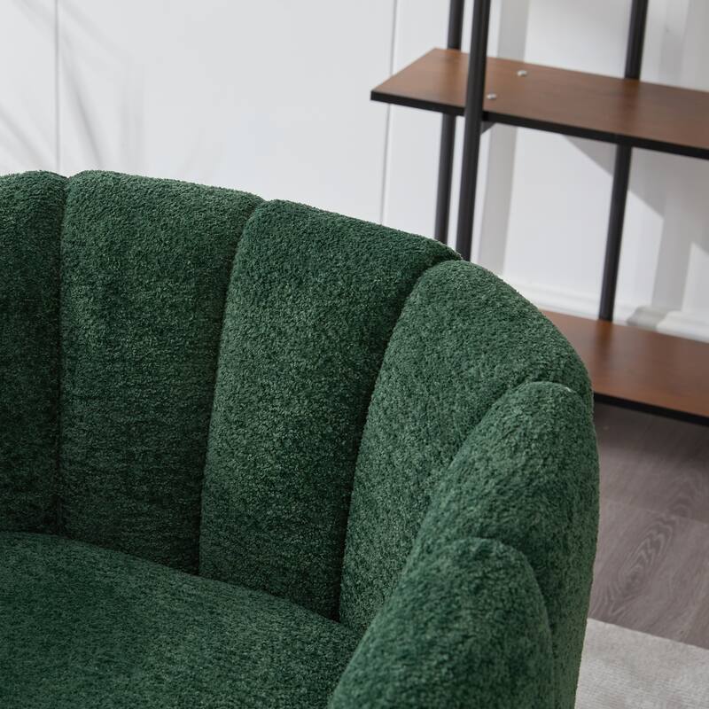 29.9" Modern Upholstered Chenille Vanity Barrel Accent Chair with Metal Legs, Channel Tufted Lounge Chair
