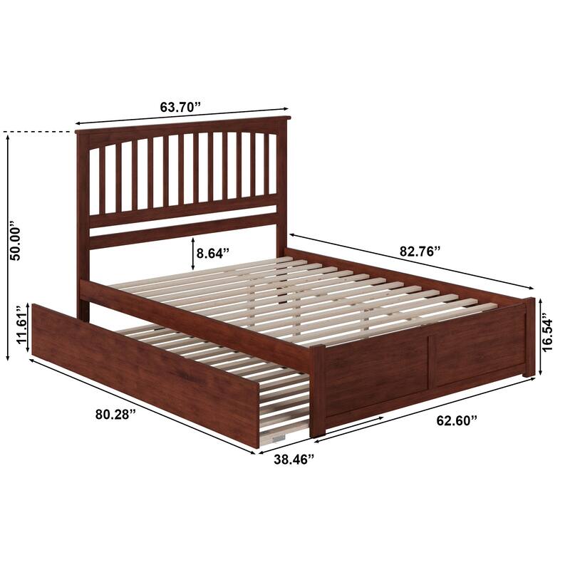 Mission Platform Bed with Footboard and Twin XL Trundle
