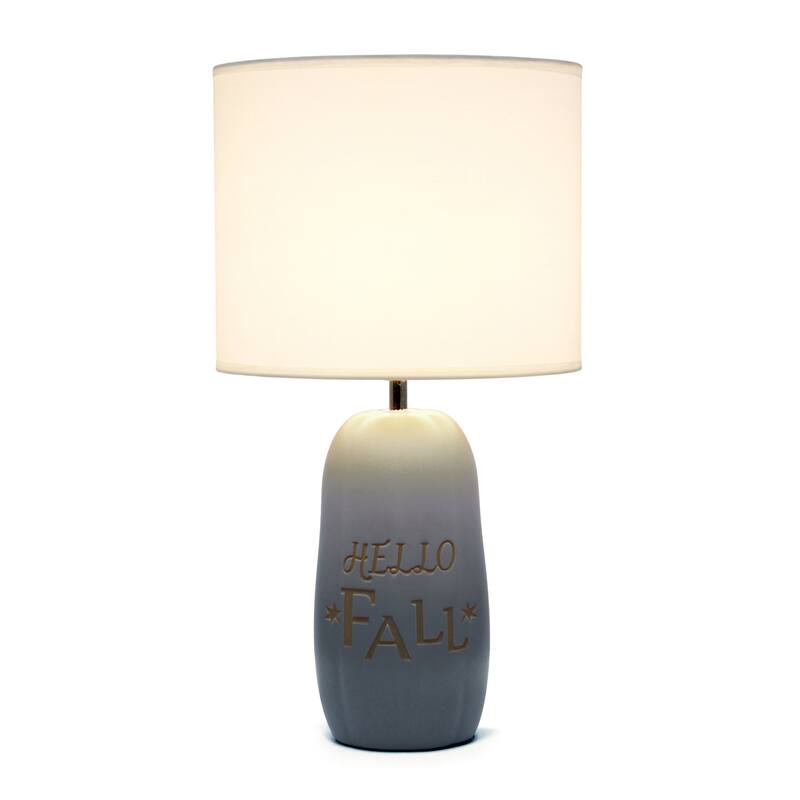 Pumpkin Base Hello Fall Table Lamp with White Drum Shade - 17.75" - Gray