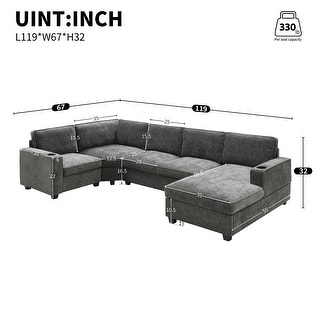 Irregular Corner U Shaped Sectional Sofa,Chenille Couch Set with Oversized Chaise