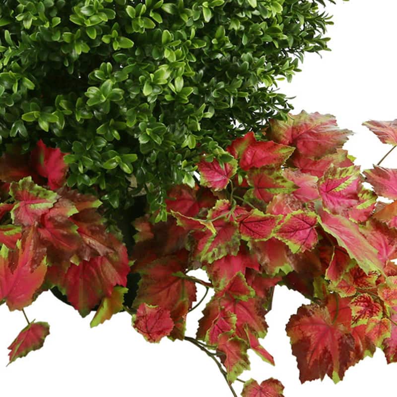 UV Rated Outdoor Boxwood Topiary Drop-In with Ivy - Green