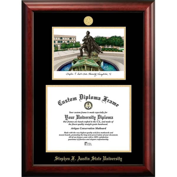 Stephen F Austin 14w x 11h Gold Embossed Diploma Frame with Campus