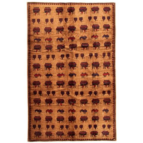 ECARPETGALLERY Hand-knotted Rare War Tan Wool Rug - 6'8 x 9'8